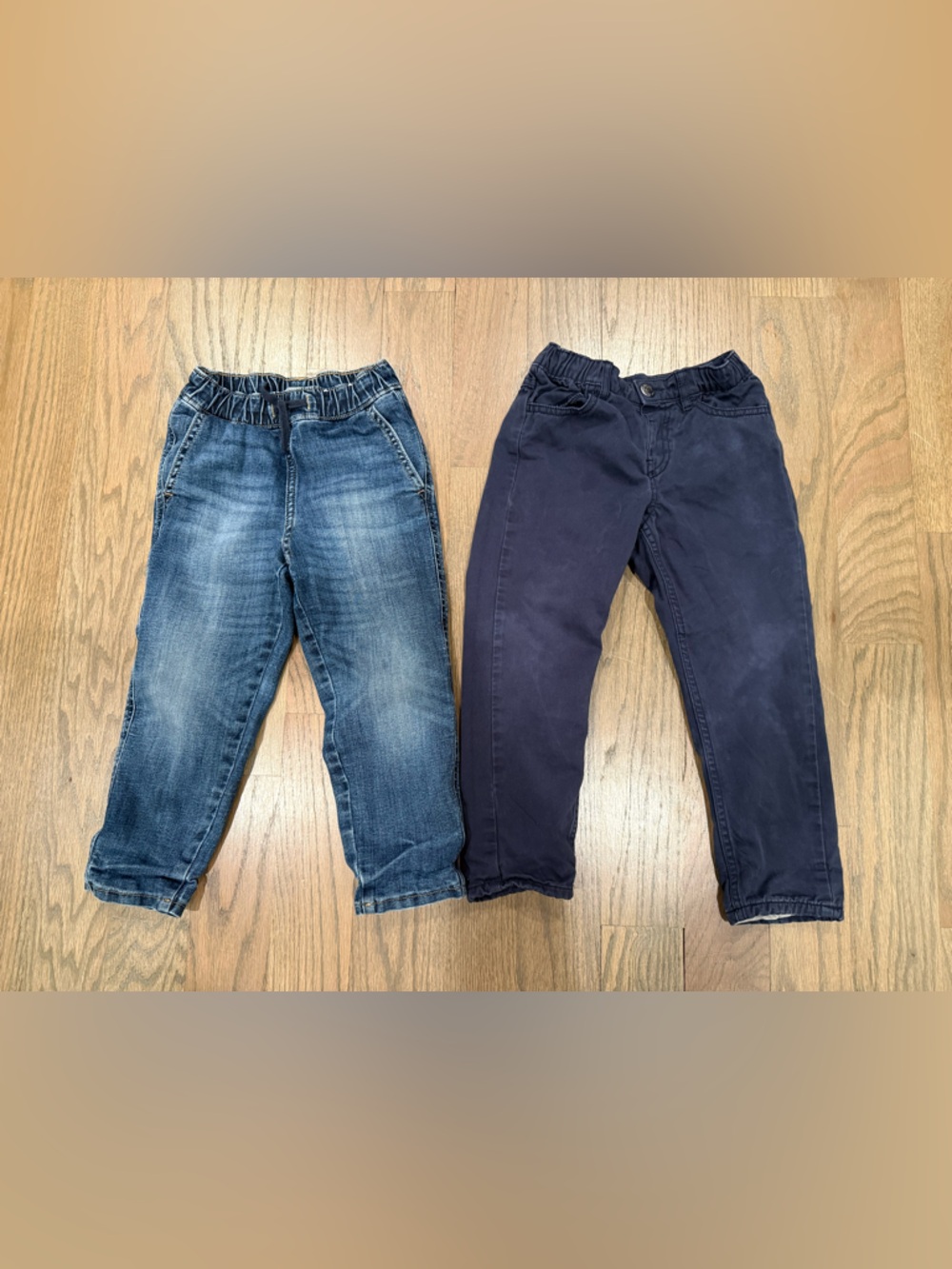 Kids Elastic Waist Denim and Navy Pants - Pack of 2 double lined
